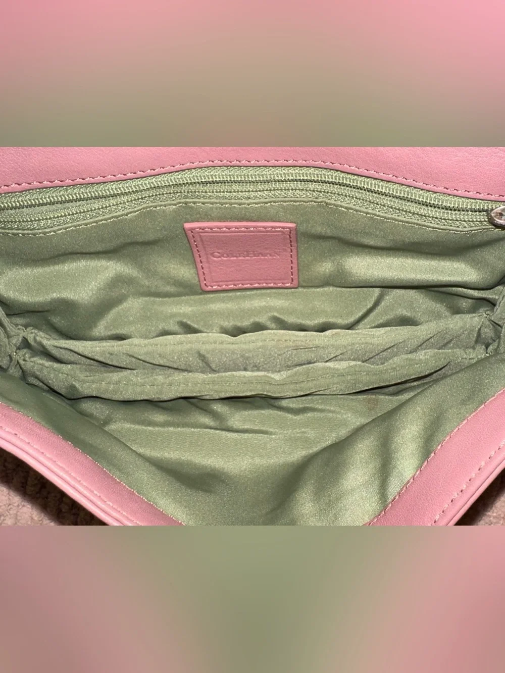 Cole Haan Vintage Mauve Pink Leather Double Pocket Shoulder Bag EUC